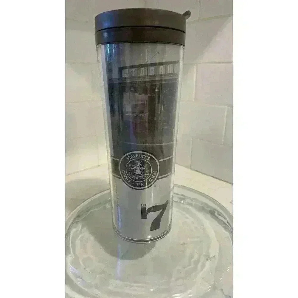 Starbucks16 oz Tumbler Pike Place In 71 Brown Silver First Store Est1971 Pre-Own